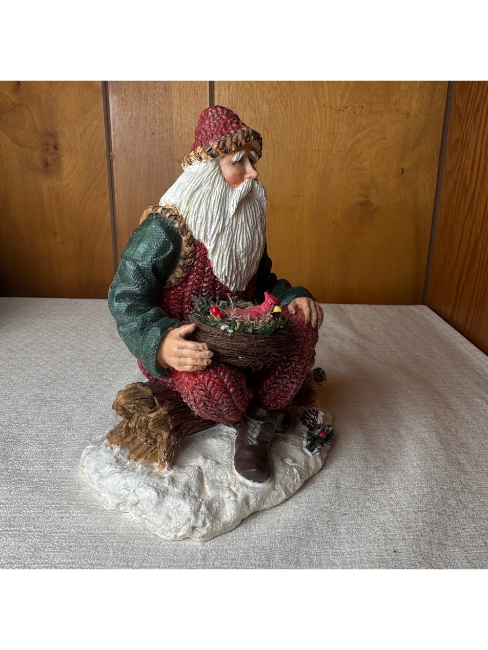 Vintage Santa With Cardinals Squirrels Resin Christmas Figurine Woodland Decor - Picture 3 of 7